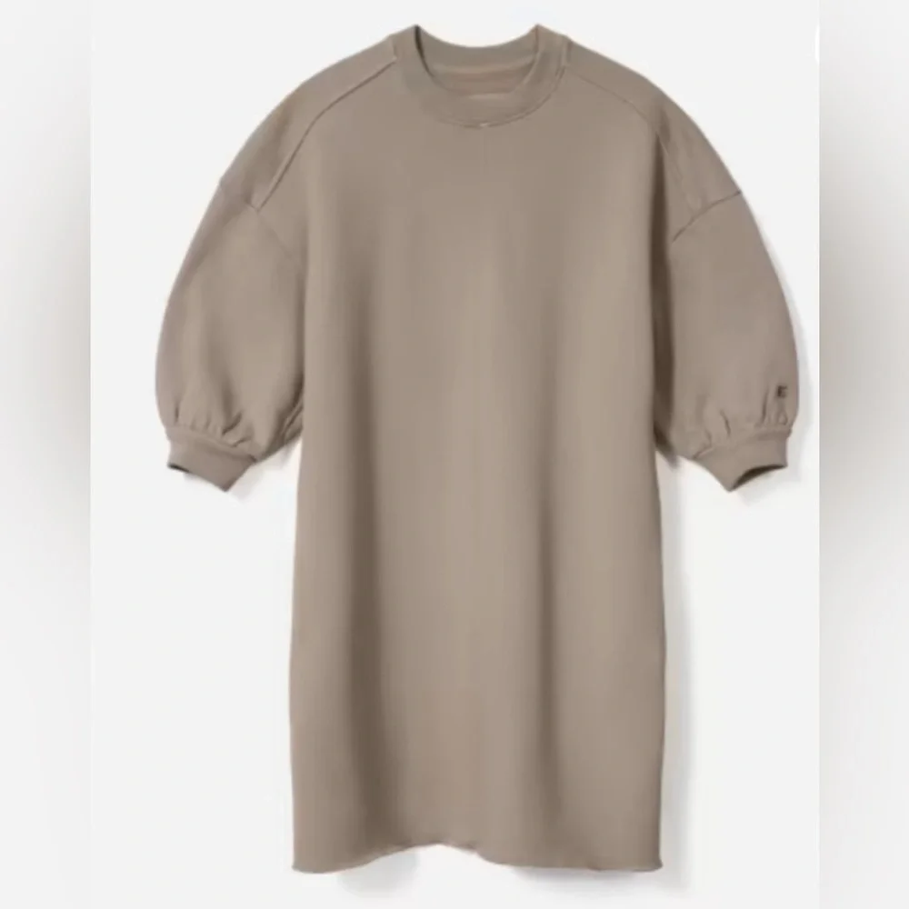 Everlane Organic Cotton Track Dress Tan Mini Dress Oversized Sweatshirt Neutral - Picture 5 of 14